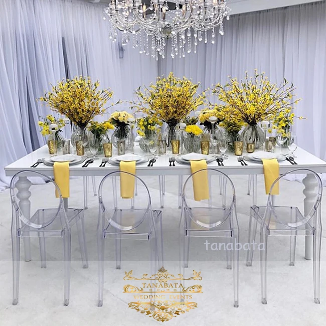 dubai wedding rectangle white mdf banquet table modern chinese restaurant furniture