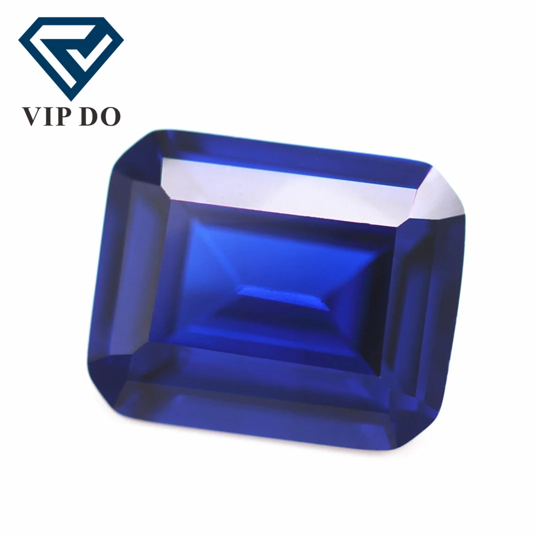 Rectangle octagon step cut 113# blue spinel loose gemstones emerald cut synthetic spinel 113# spinel sapphire blue gemstones