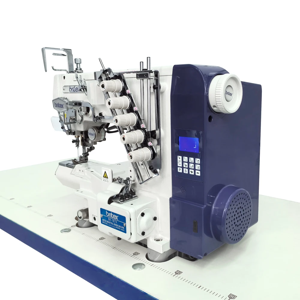 BR-787X Stepper Motor Full Automatic Super high Speed Industrial Cylinder-bed Interlock Sewing Machine Britex Factory