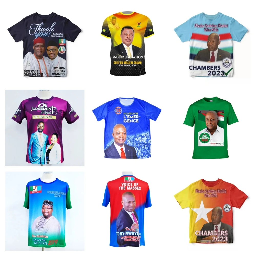 Factory Custom Congo General Election Campaign Promotional Items Sublimation Digital Printing T Shirt