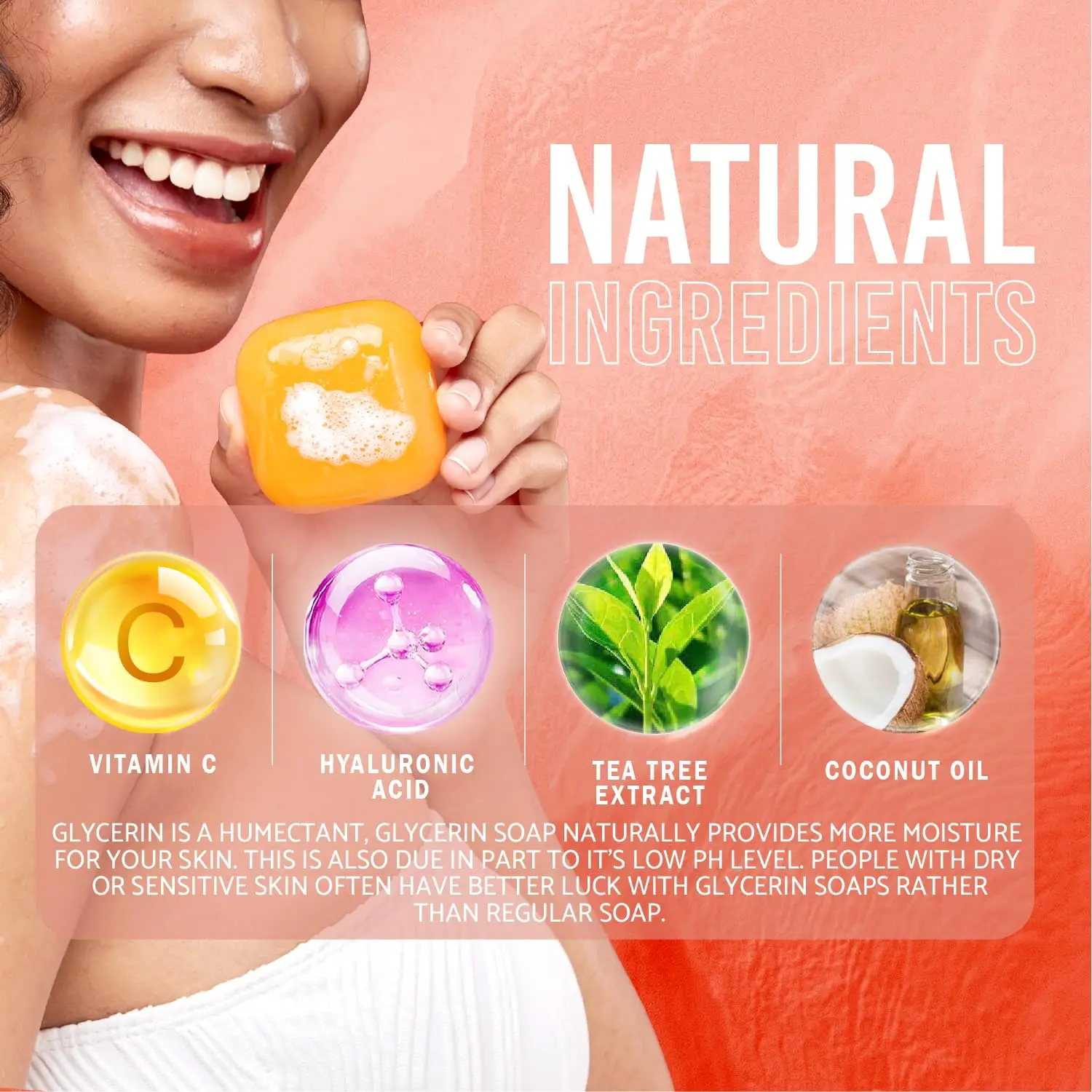 Private Label Pure Kojic Acid Skin Whitening Soap With Hyaluronic Acid, Vitamin C Coconut Oil For Face&Body