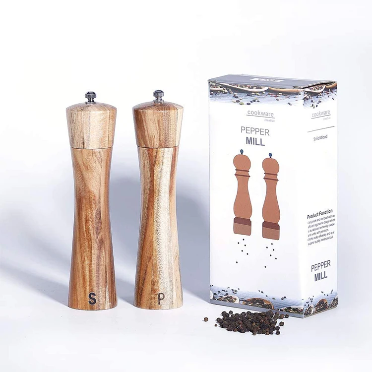 Hand operate Wood Acacia Wooden Salt Pepper Grinder