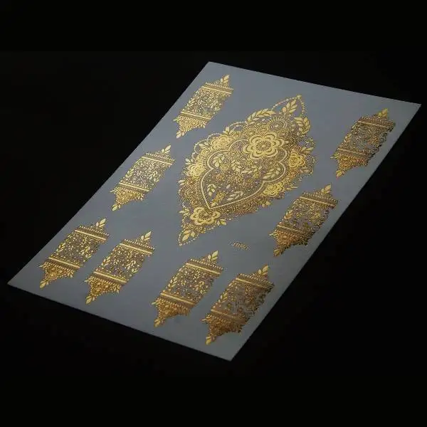Free Samples  Party Supplies Custom Gold Temporary Gold Metallic Tattoo Sticker Waterproof Gold Tattoo Stickers