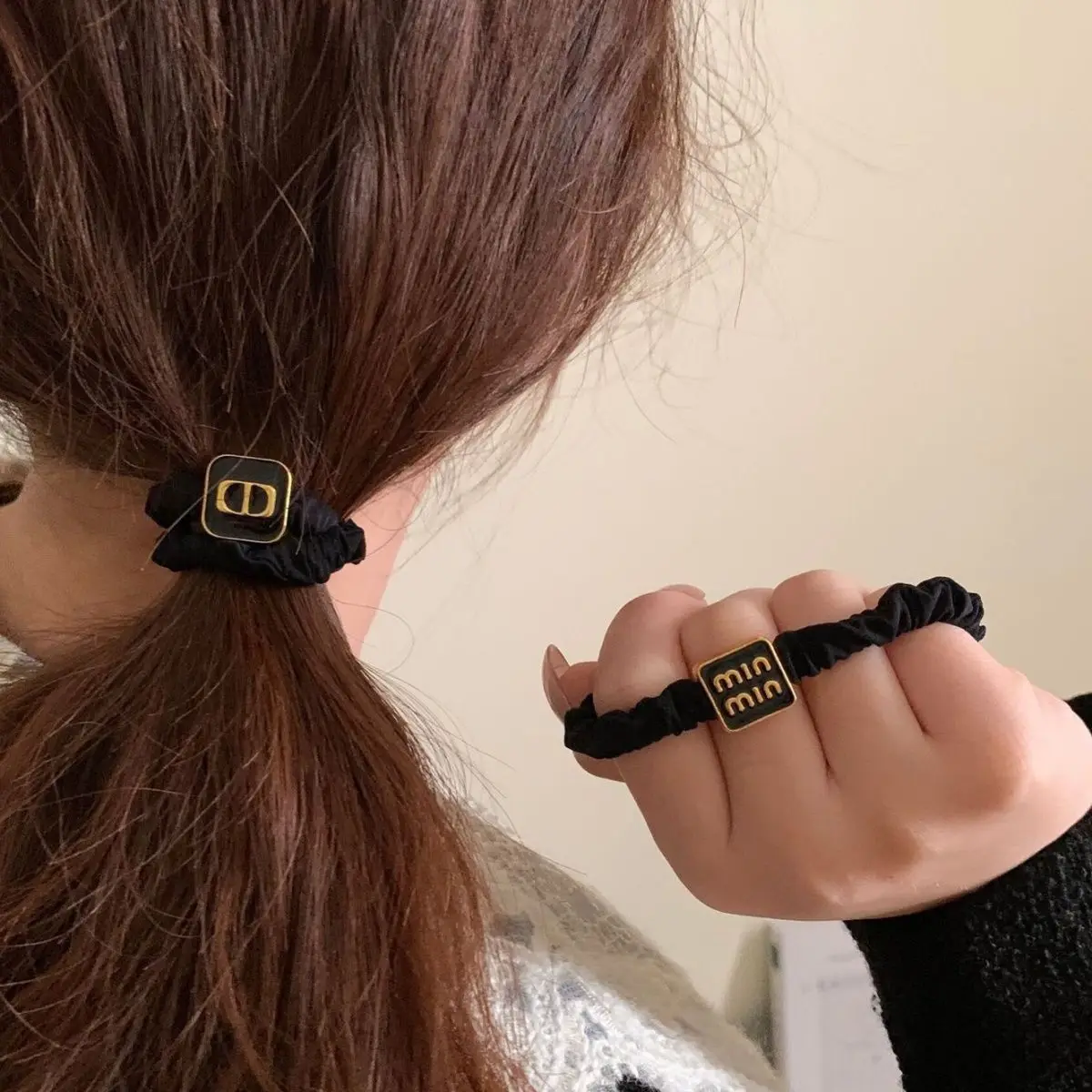 Wholesale Girls Women Black Hair Rope Rubber Band Factory Price Top knot Ponytail Hair Tie