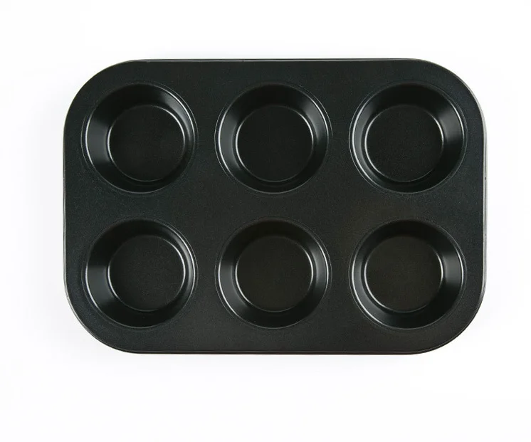 Factory price 6-cup Non- Stick Muffin Pans Cake Mould Bakery Steel Cupcake Muffin Pan Hamburger Loaf Pan Toast Tin Baking Tray