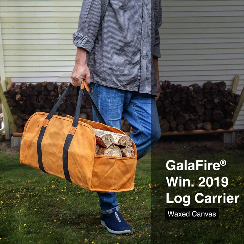 Log Carrier for Firewood Waxed Canvas Durable Fireplace Wood Holder Tote Bag Durable Firewood Carrier Bag