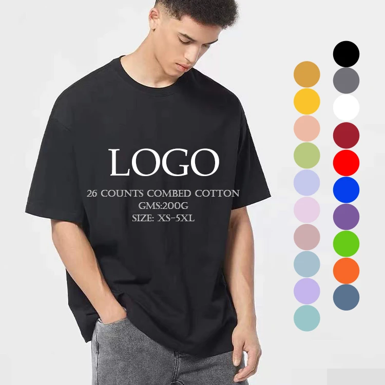 200g 3D T Shirt Manufacturers Mid Sleeve Combed Cotton Oversized 100% Cotton Mens T Shirts