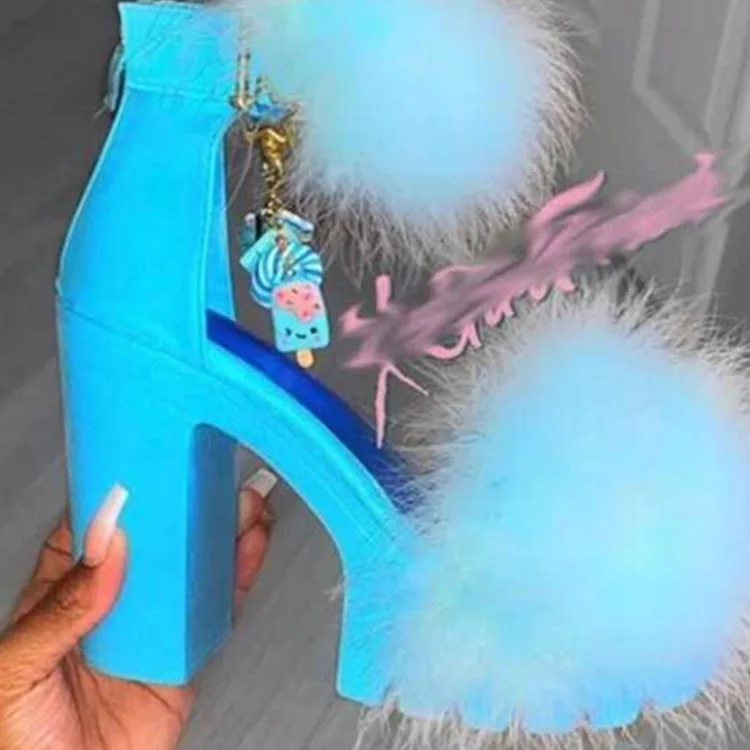  Explosion New ladies furry beautiful high heels shoes