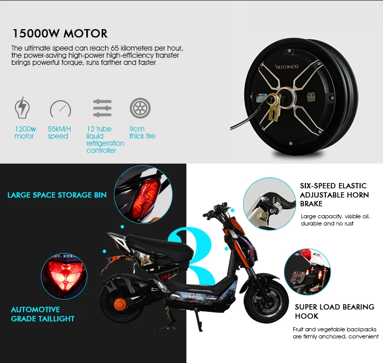 2024 New 800w 1000w 1200w Adult Cheap 2 Seats Two Wheel City Moped Electric Scooter Motorcycle