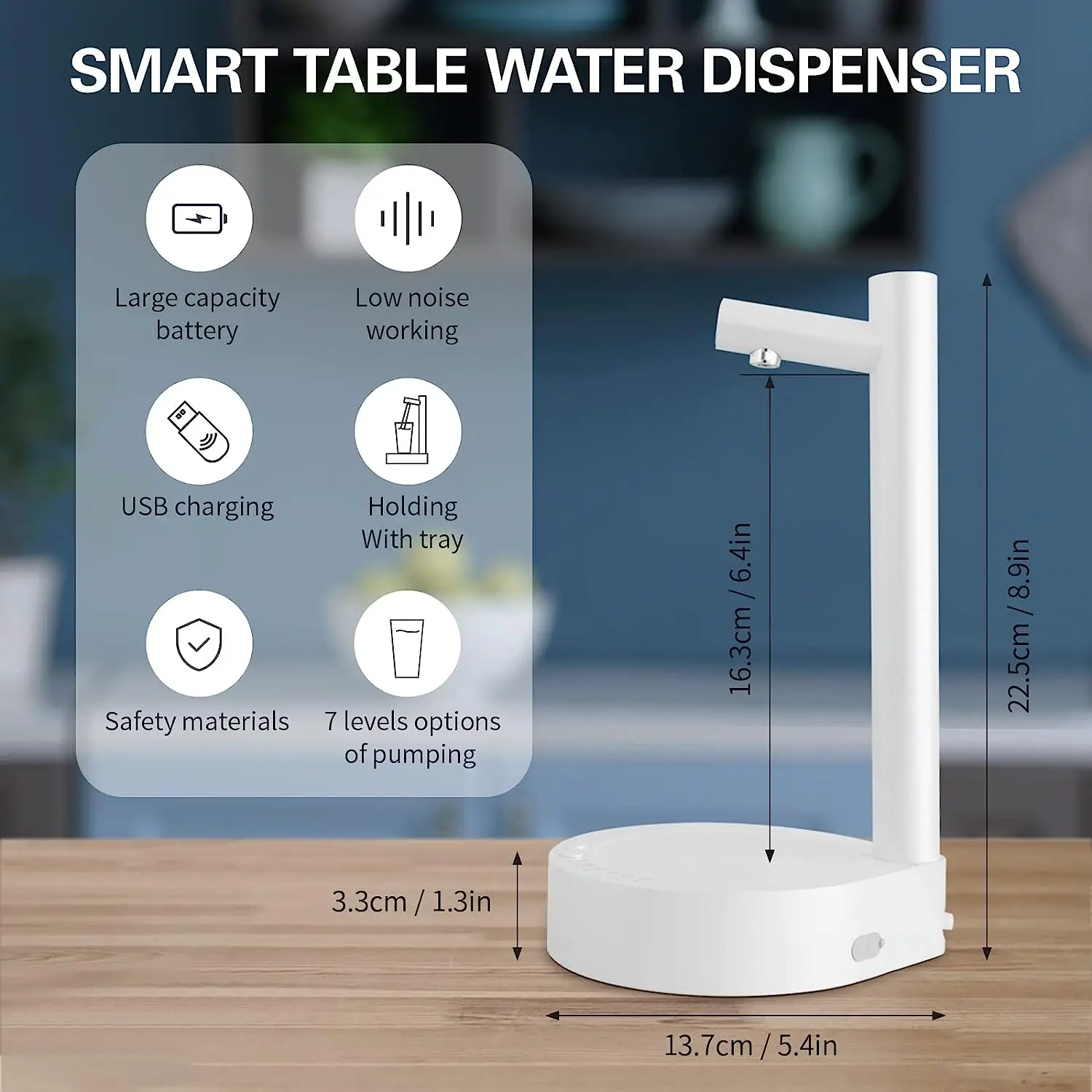 Customized Design Portable Smart Table Electric Usb Charging Water Bottle Pump Dispenser