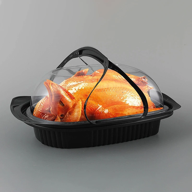 1.5Kg Plastic Takewway Roast Chicken Container Plastic Boxes For Roast Chicken Disposable Roast Chicken Packaging Tray Box