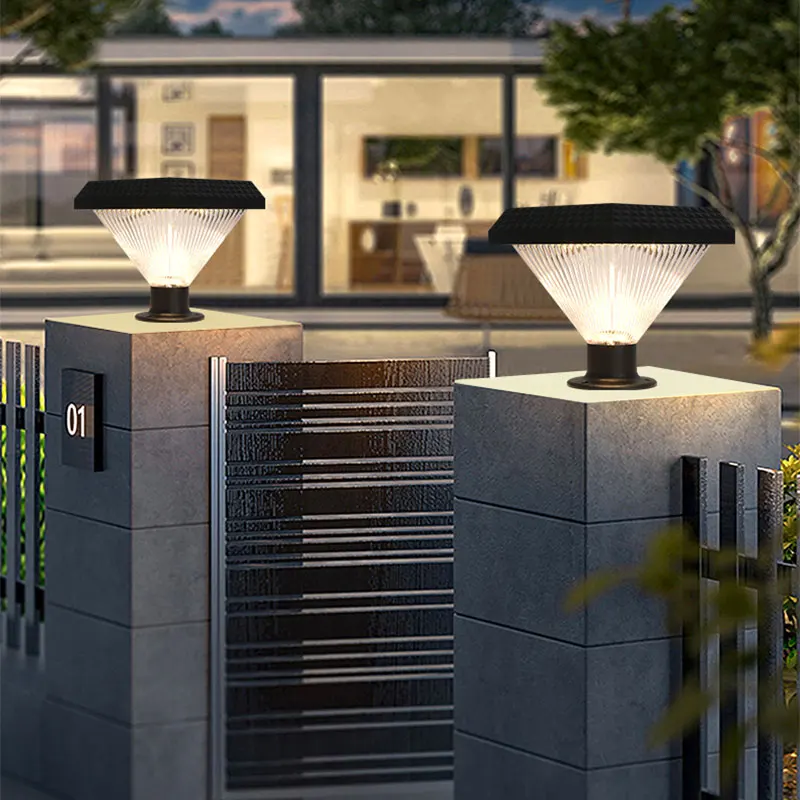 IP65 Waterproof ABS Body Light Sensor Solar Powered LED Landscape Bollard Outdoor Garden Lights for Courtyard