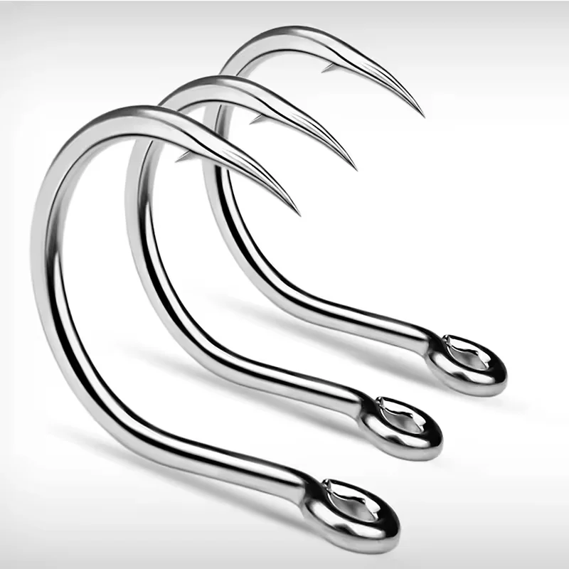 Factory Direct 10pcs Strong Jigging Hooks High Carbon Steel Deep Ocean Big Barbed Hooks With Circle Squid Grouper Hook Peche