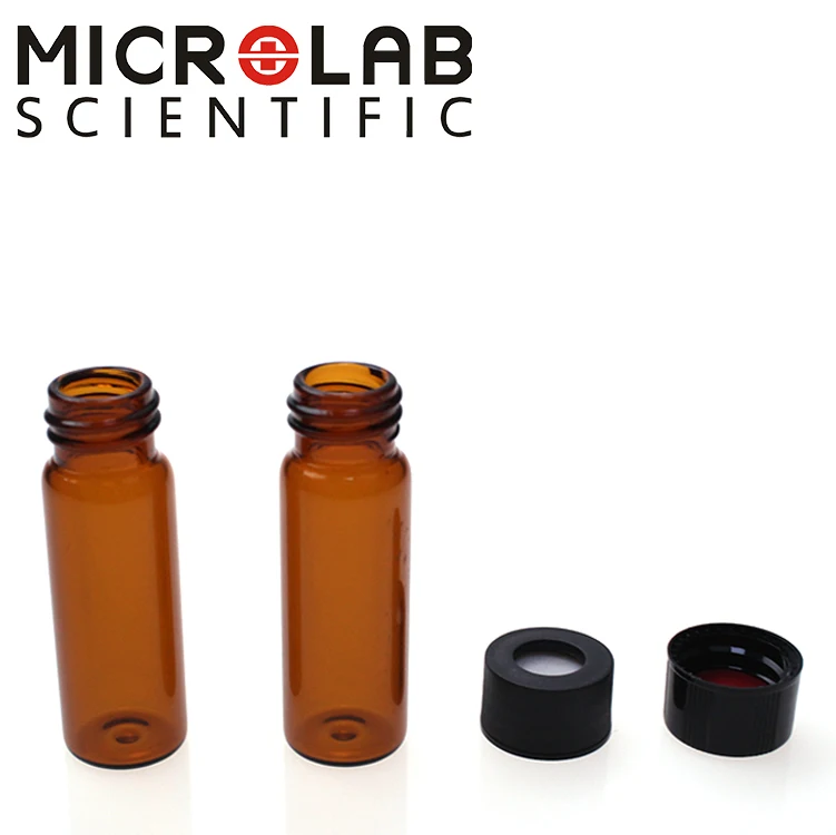 15-425 12ml amber glass sample vials screw top with open caps package kit