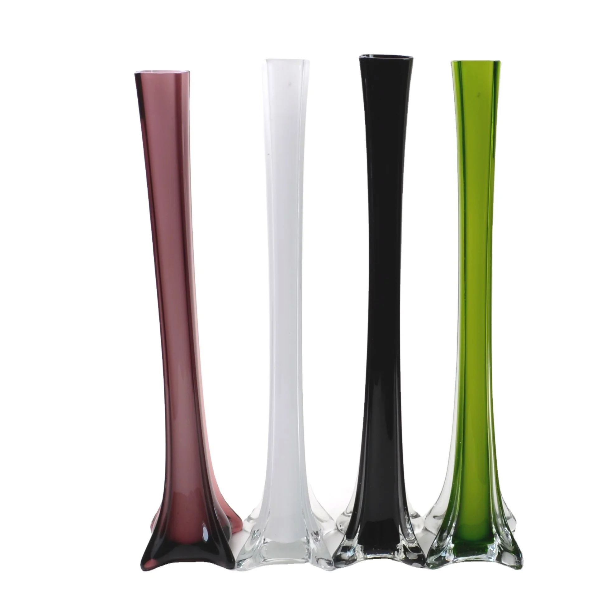Glass Flower decorative colored eiffel tower centerpieces purple color glass vase