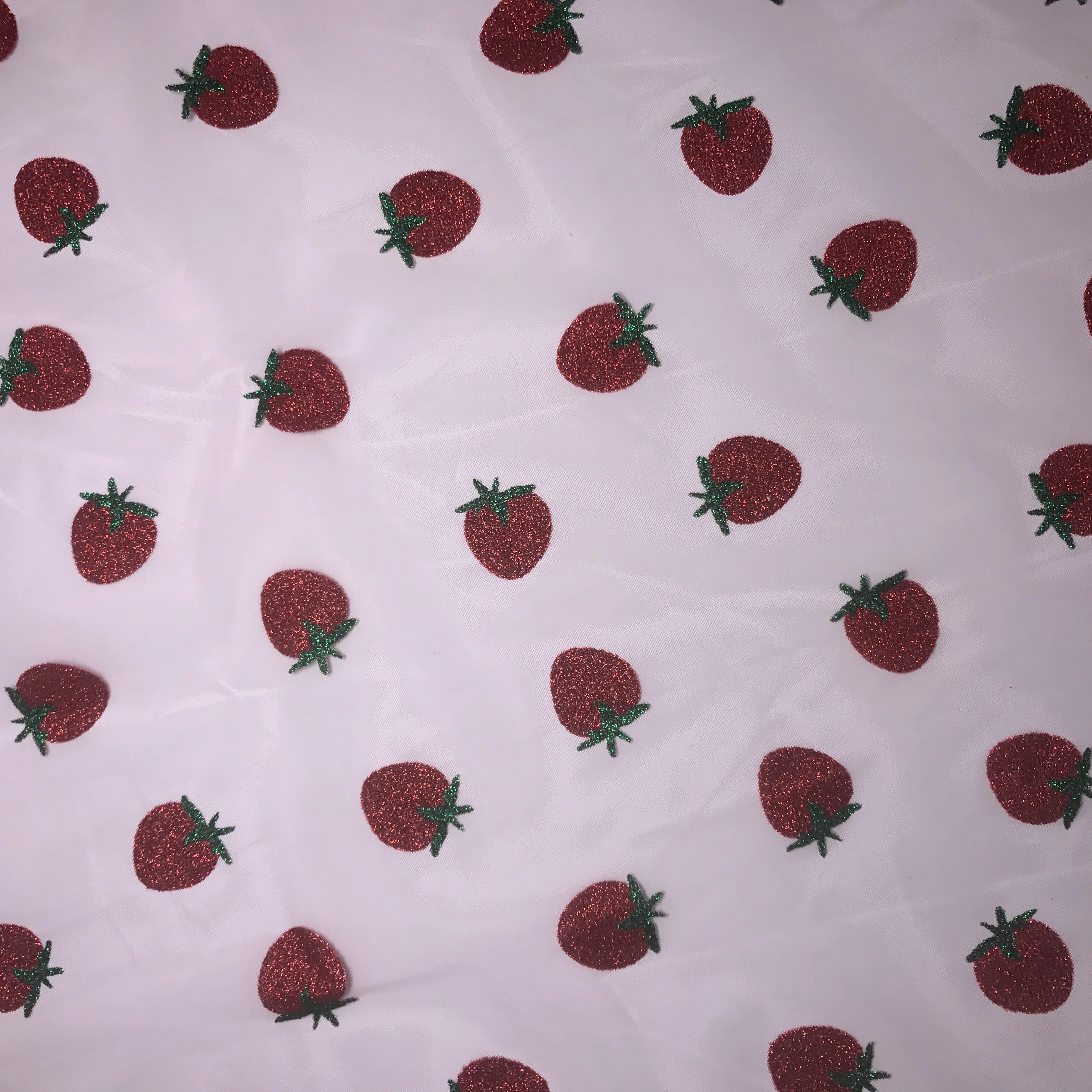 glitter sequin strawberry sparkly tulle fabric for decoration