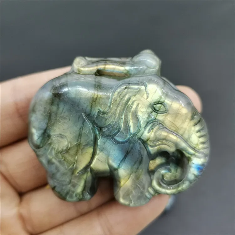 Природный драгоценный камень резной в виде животного кварц лабрадорит слон используемый для дукторов и