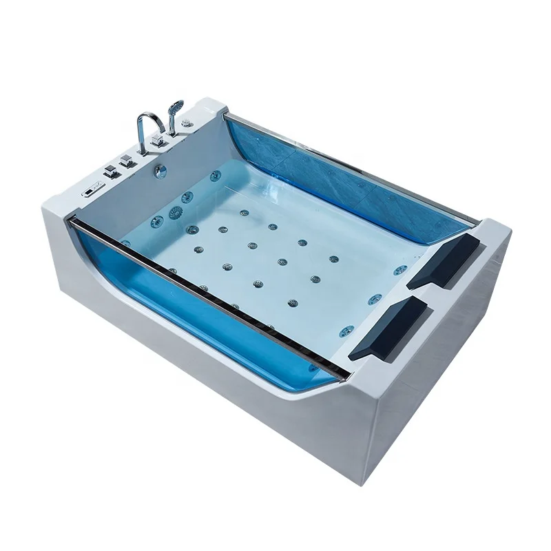 New Surfing Design Freestanding Big Air Jet Bubble 2 Person Functional Acrylic Hydro Spa Massage Glass Whirlpool Bathtub
