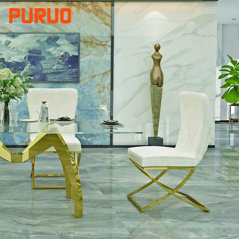 PURUO nordic dining room furniture modern leather velvet luxury langfang dining room chairs