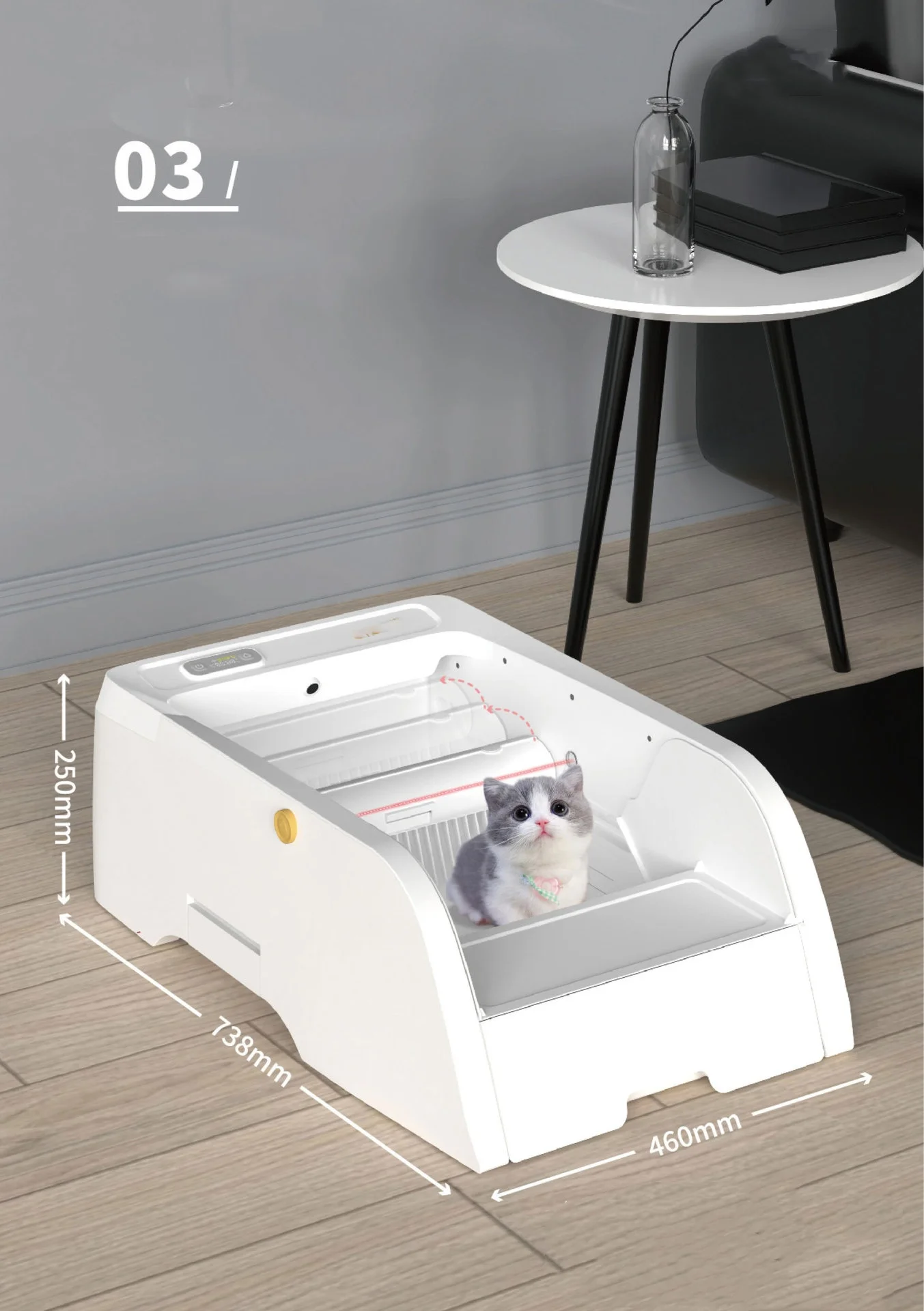 Customizable New Design Semi Open Self-cleaning Litter Box Infrared Sensing Delayed Cleanup Automatic Cat Litter Box