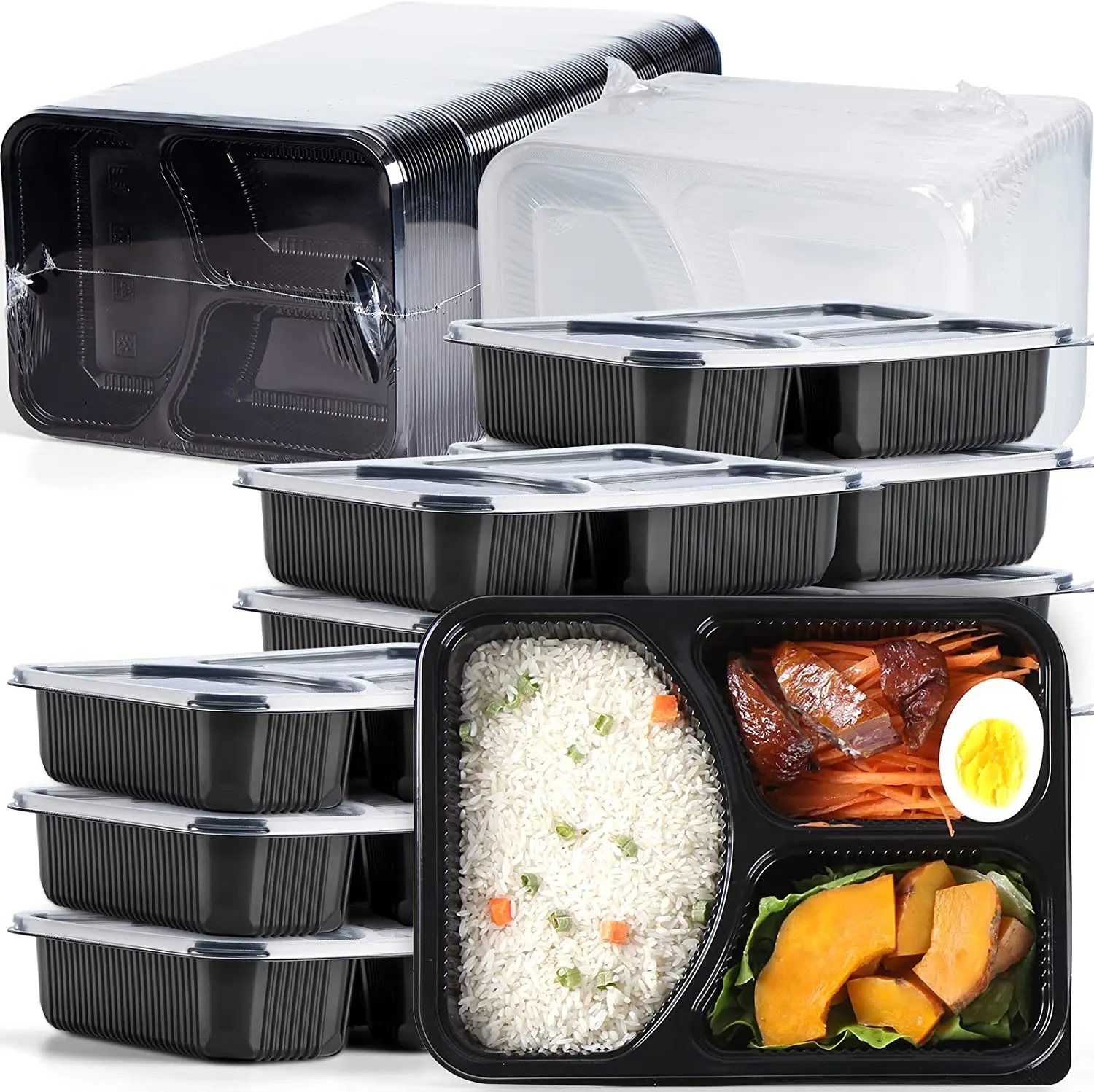 Microwavable Prep Containers 39 oz 1Compartment with Airtight Lids Plastic Food Storage Bento Box BPA Free Reusable Lunch Boxes
