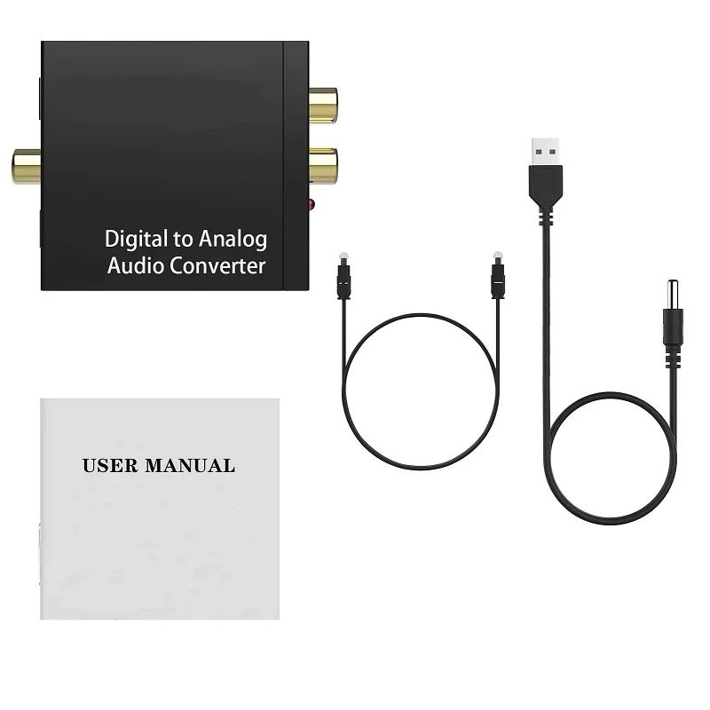 DAC Digital SPDIF Optical to Analog L/R RCA Converter Toslink Optical to 3.5mm Jack Adapter Digital to Analog Audio Converter
