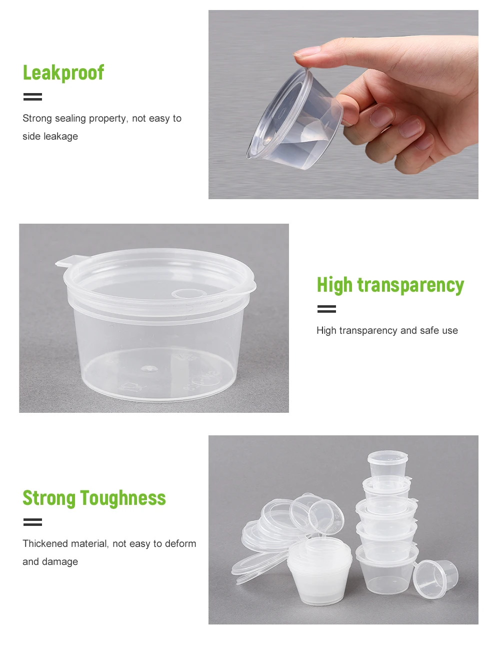 Small Tasting Cups Disposable Clear Plastic Portion Hinged Lid pp sauce cup with lid