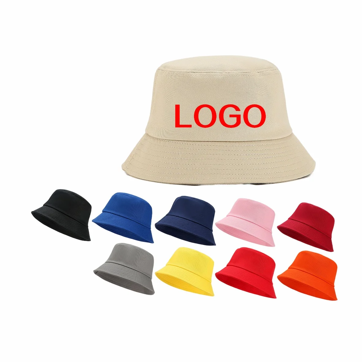 Wholesale Custom Color Embroidery Logo Fashion Unisex Fishing Cap Fisherman Double Sided Bucket Hat