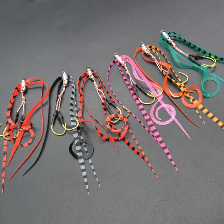 Handmade Fishing Silicone Rubber skirt With Jigging Assist Hook fishing accessories tackle slider jig hook