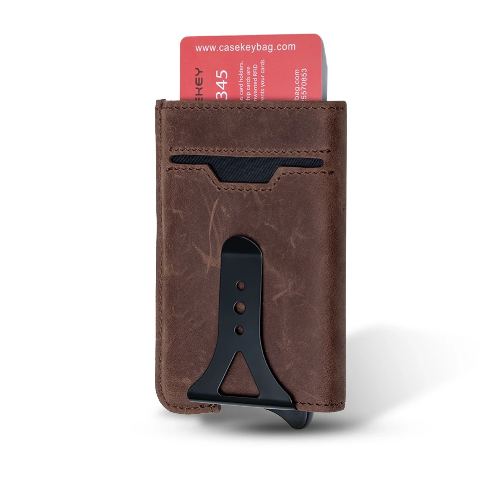 Hot Selling Wholesale Price Tarjetero Automatico Hombre Card Holder Case Pocket RFID Porte Carte Slim Leather Wallet
