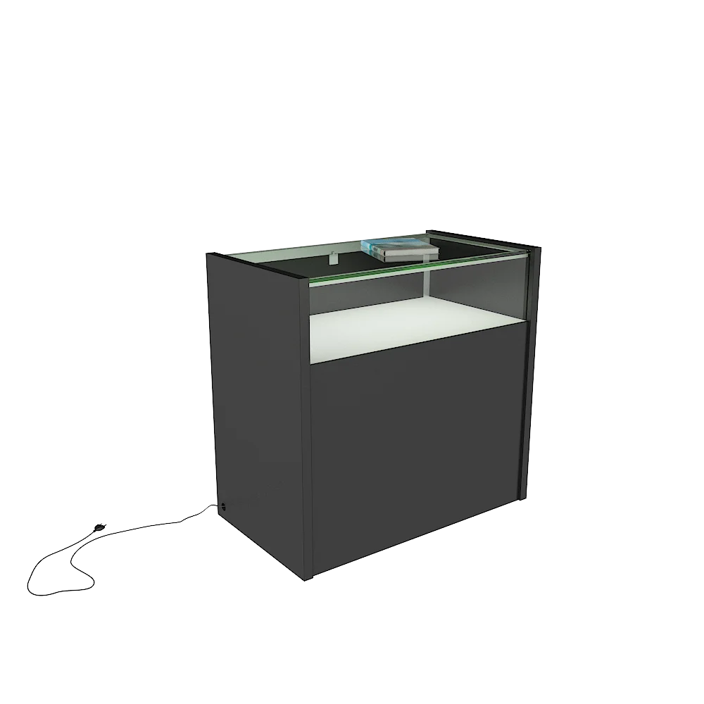 Black Wooden Glass Counter Showcase Display Cabinet for trade show fair exhibition booth