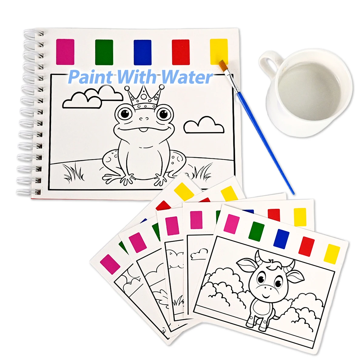 Custom Design DIY Portable Paint With Water Magical Watercolor Painting Coloring Book With Paintbrush For Kids