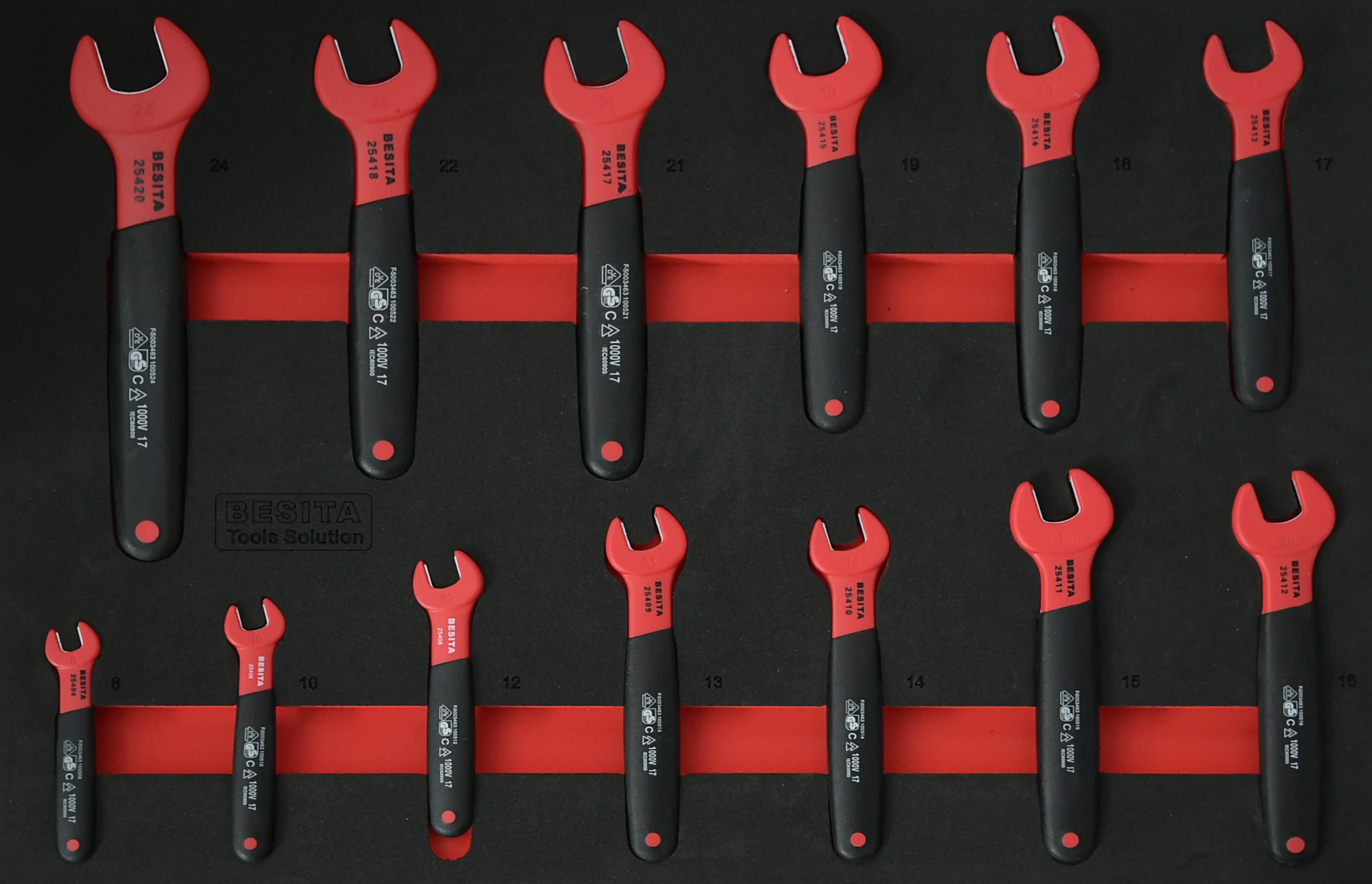 BESITA 67PCS Insulated tool set 1/2 3/8 socket wrench German standard 1000V hand tool trolley set