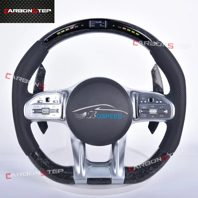 Forged Carbon Fiber LED Steering Wheel For Mercedes Benz W126 S500 A180 ML350 GLS 350D X166 GLK W118 S320 GTS
