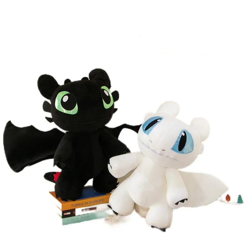 New Creative Night Sha Toothless Plush Toy Little Flying Dragon Black and White Doll Pillow Car Decoration Doll Wholesale