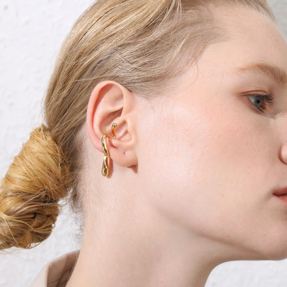 Environmental Brass Ear Clip on Earrings High Quality 18K Gold Plated  Minimalist Jewelry For Women Gift Party E191078