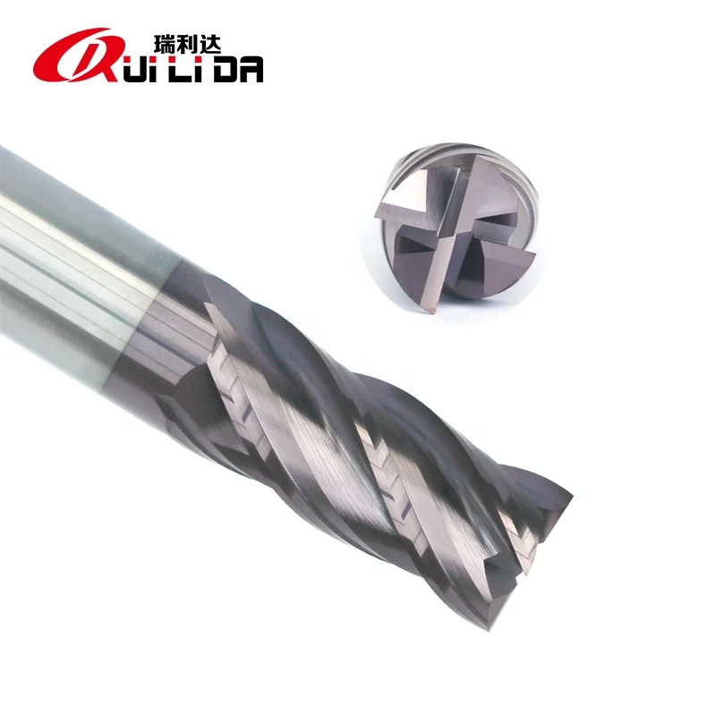 RLD HRC60 solide carbide end mill fresas cnc cutting tools with Variable helix & unequal flute spacing