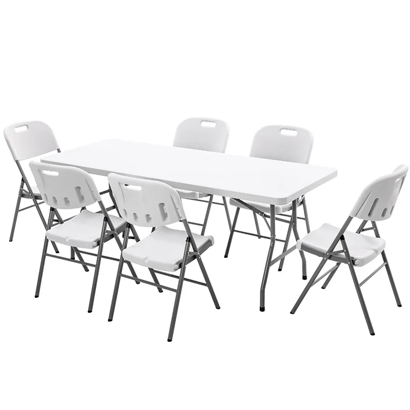 Портативная уличная садовая мебель 8 футов белый прямоугольный пластиковый складной Банкетный столик для кейтеринга барбекю кемпинга Пикника Складной Стол (1600327985092)