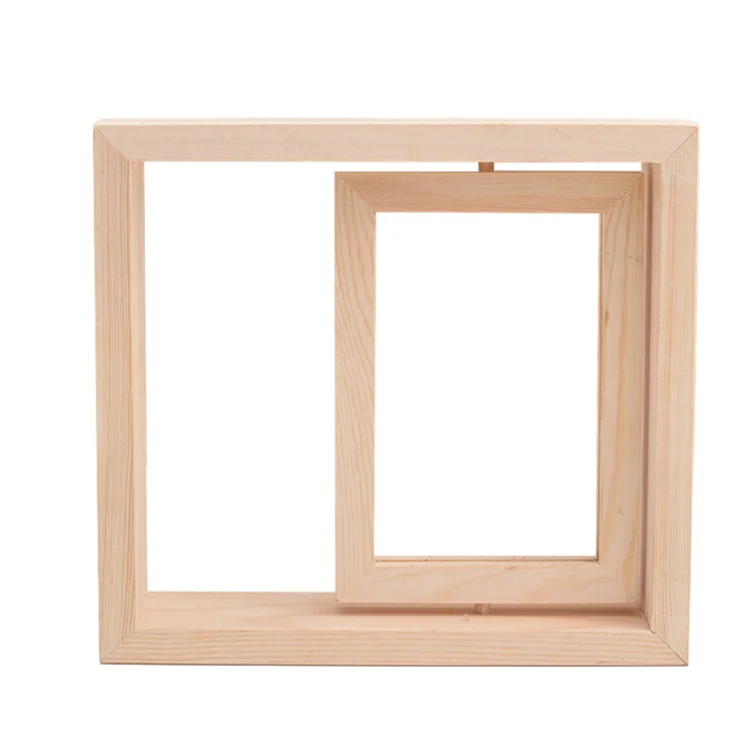 Creative 6 Inch MDF Photo Frame Double-Sided Rotating Picture Frame Customized Wooden Photo Frames Desktop Decor