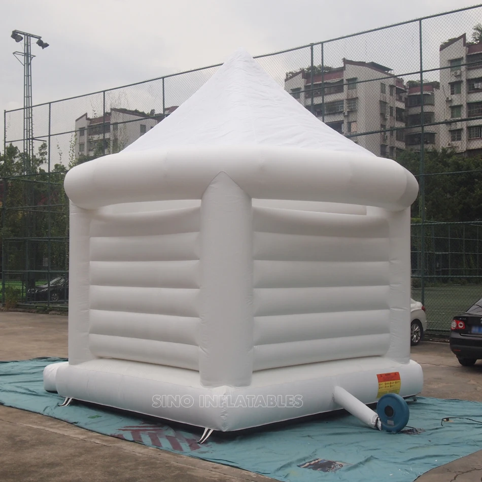 Коммерческие взрослые свадьбы белый батут замок для свадебных вечеринок с верхней крышей от надувной фабрики Guangzhou