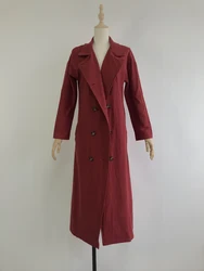 fall fashion women 2020 Long Sleeve Lapel Double Breasted Long Windbreaker coat