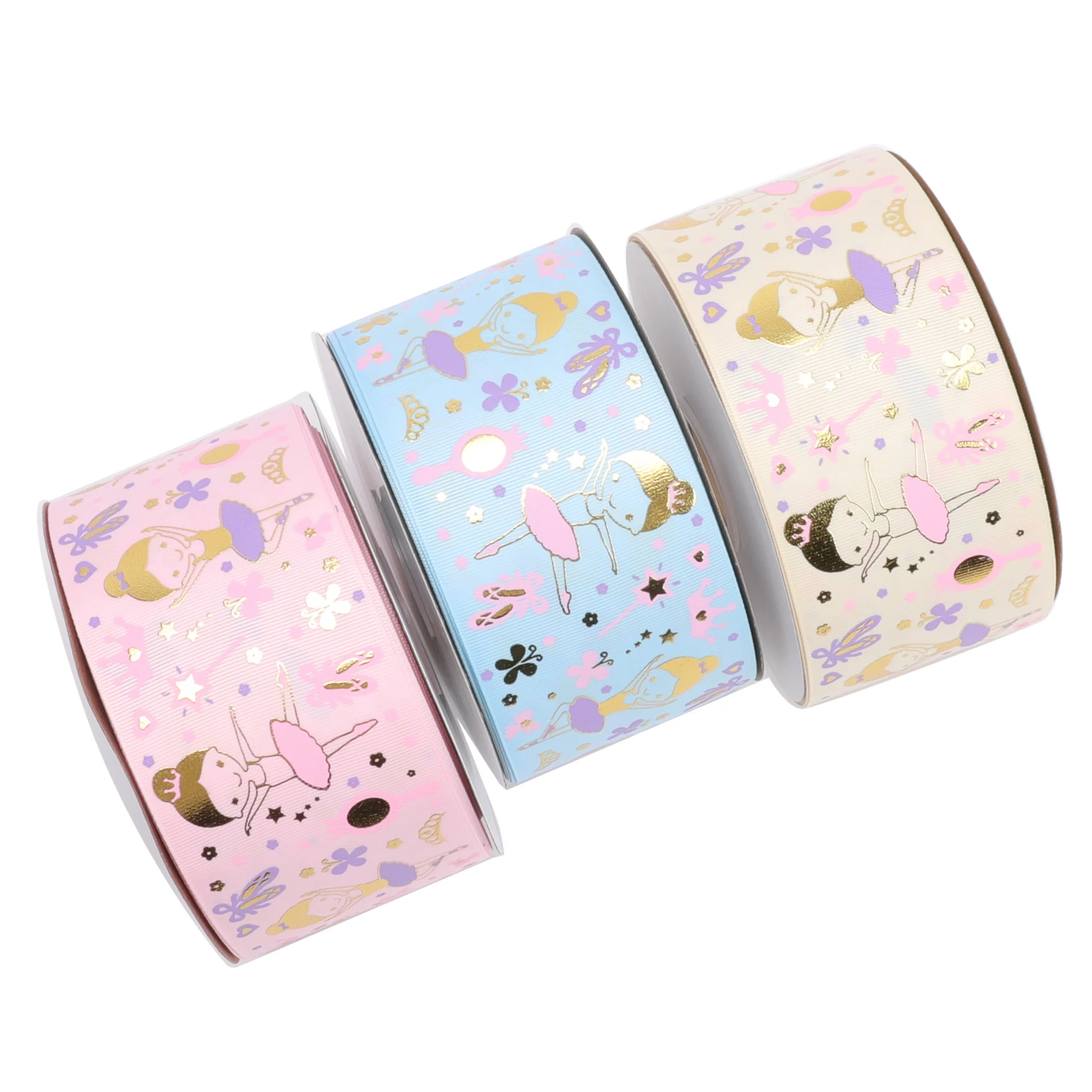 HSDRibbon 3 inch 75MM hsd- design cute girl  Series foil printed on grosgrain ribbon 50Yards/Roll 3Colors