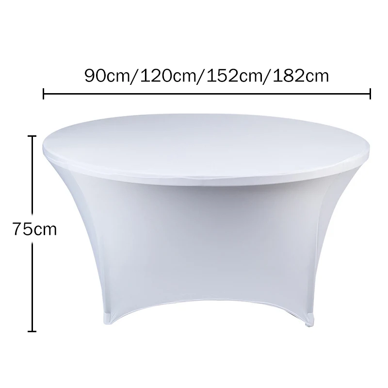 Round Tablecloth White Fitted Stretch Tablecloth Elastic Table Cover for Wedding Party Event Table Cloth