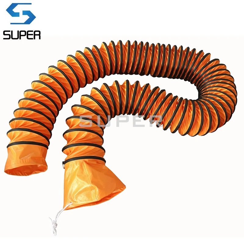 150mm 5M  Fire Proof PVC Flexible Air Duct With Hanging Hooks