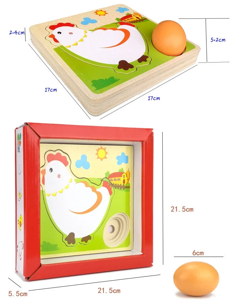 Wholesale Creative Mulit Layer Chicken Growing Up Puzzles High Quality Cartoon Children Wooden Puzzle Early Emulational Egg Toys