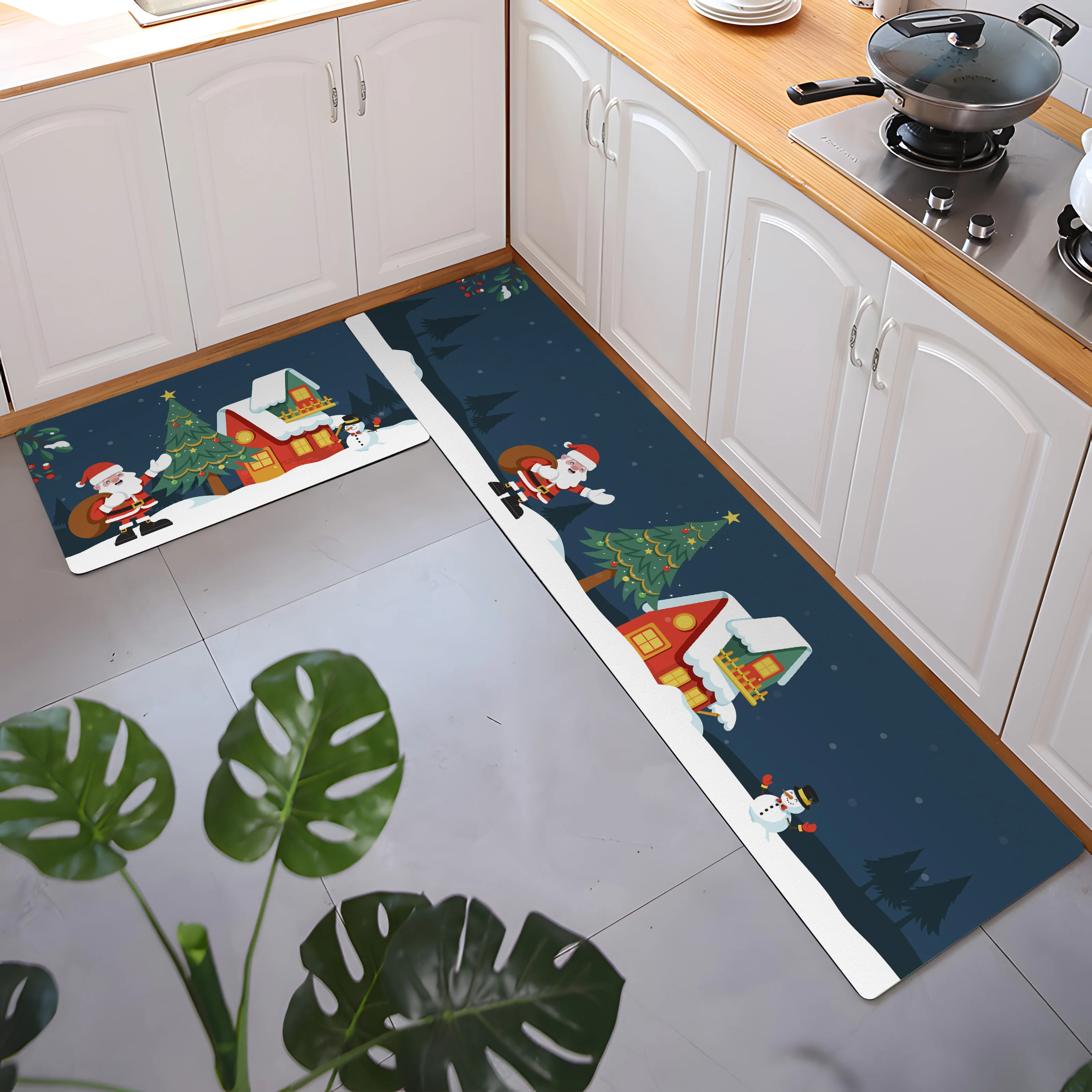 High Quality Anti Slip Leather Rug Fashion Customized Fabric Waterproof Washable Soft Printing Kitchen Mat And Rugs
