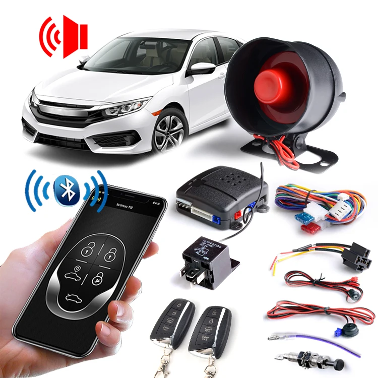 2024 Auto Electronics One Way Car Alarm System Phone APP Remote Control Car Alarm