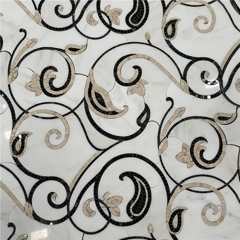 Art Marble Mixed Color Mosaic Flowers Patterns Marble Tiles