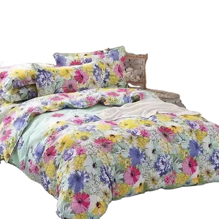 Оптовая Продажа Китай цветочный принт 4 шт набор на заказ мягкий пододеяльник весенний