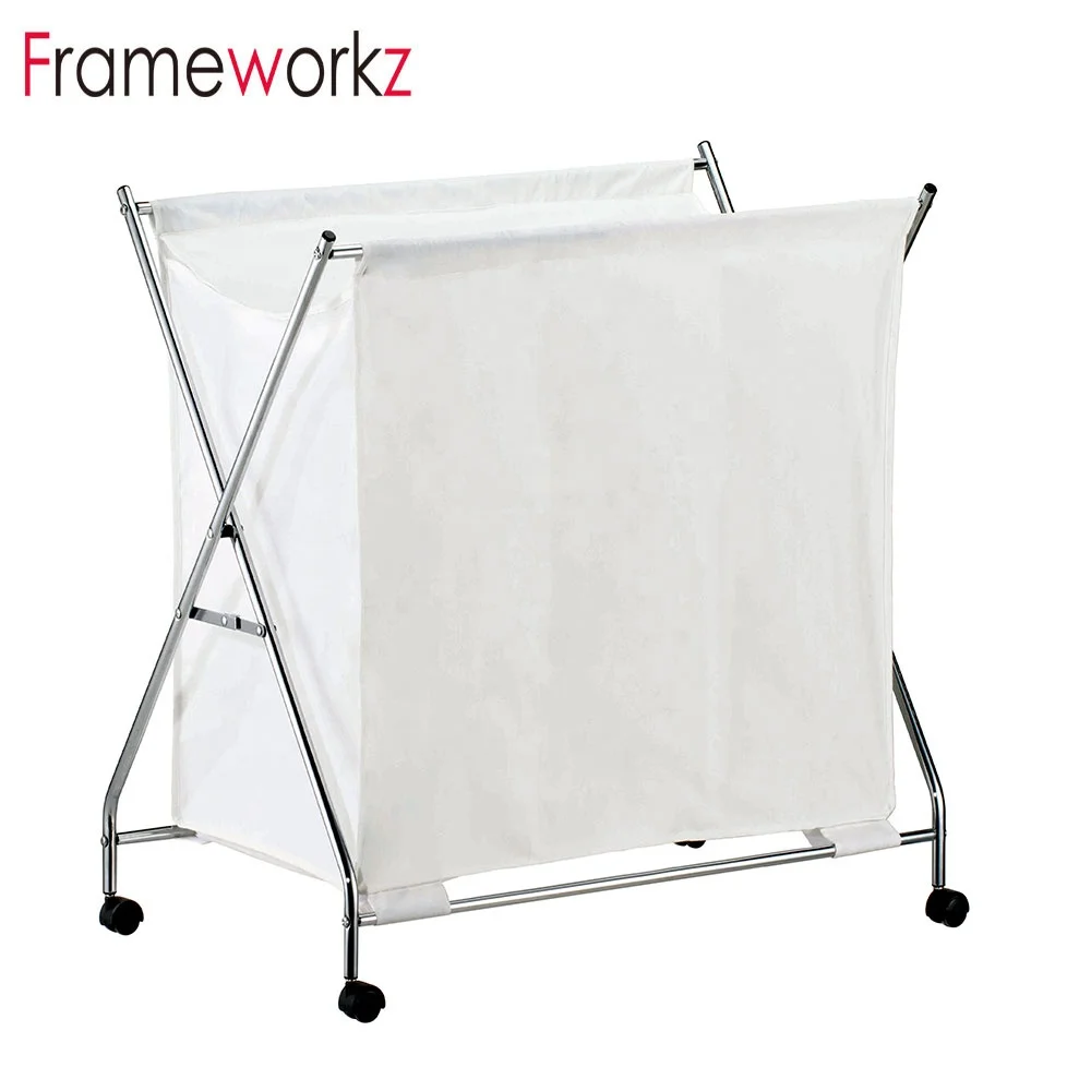 Metal Laundry Clothes Bag Sorter Hamper Storage Rolling Laundry Cart For Hotel